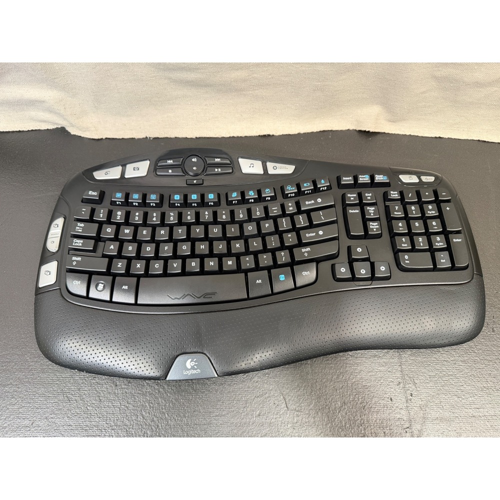 Logitech K350 Wireless Wave Keyboard includes Dongle Black Ergonomic Media Keys
